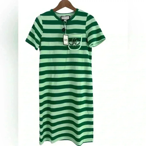 Cocoherben London New with Tags Green Stripes Dress Size Large - Picture 7 of 7